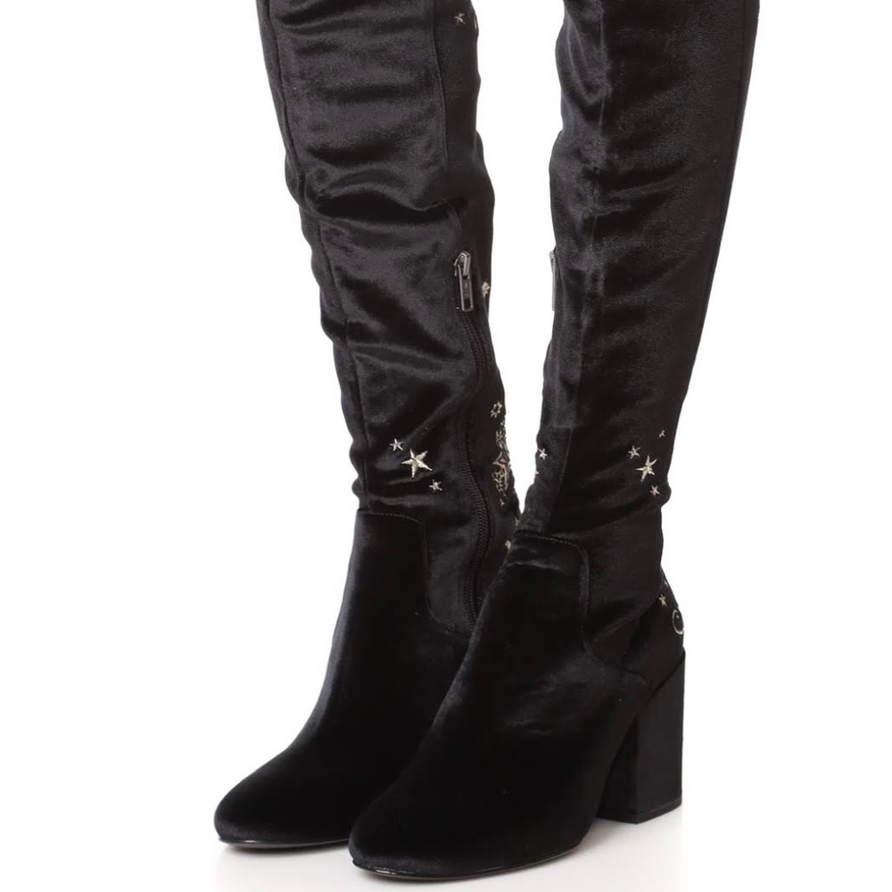 ASH Eros Black Velvet Star Over the Knee Boots - Picture 5 of 16